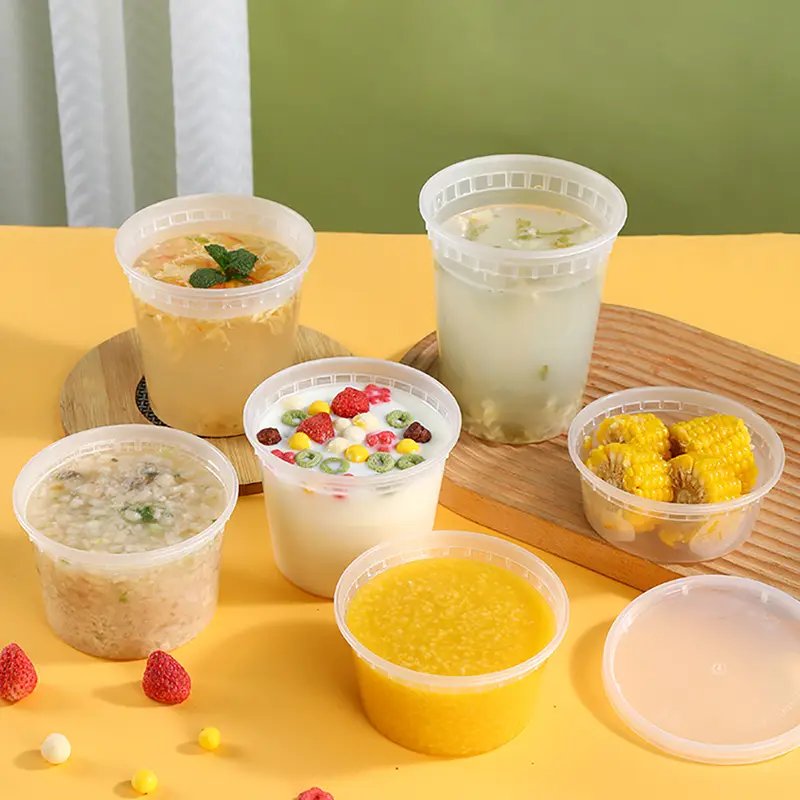 Hộp đựng thức ăn bằng nhựa tròn trong suốt 12oz