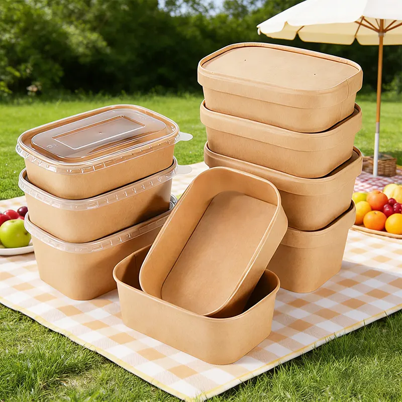 Bát giấy salad hình chữ nhật 750ml