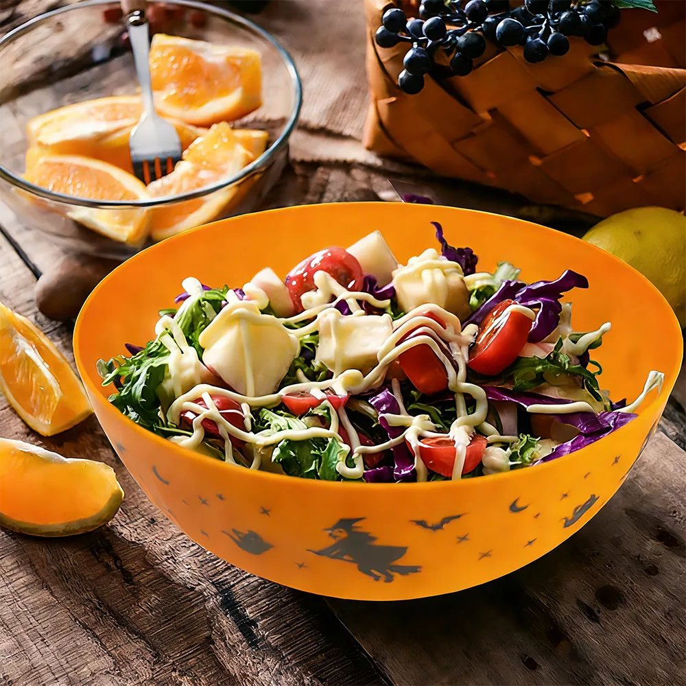 Large-capacity Festival Theme Printed Plastic Salad Bowl