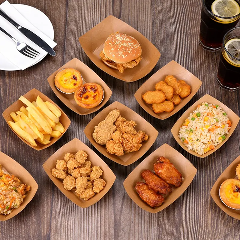 Khay đựng đồ ăn nhẹ bằng giấy Kraft
